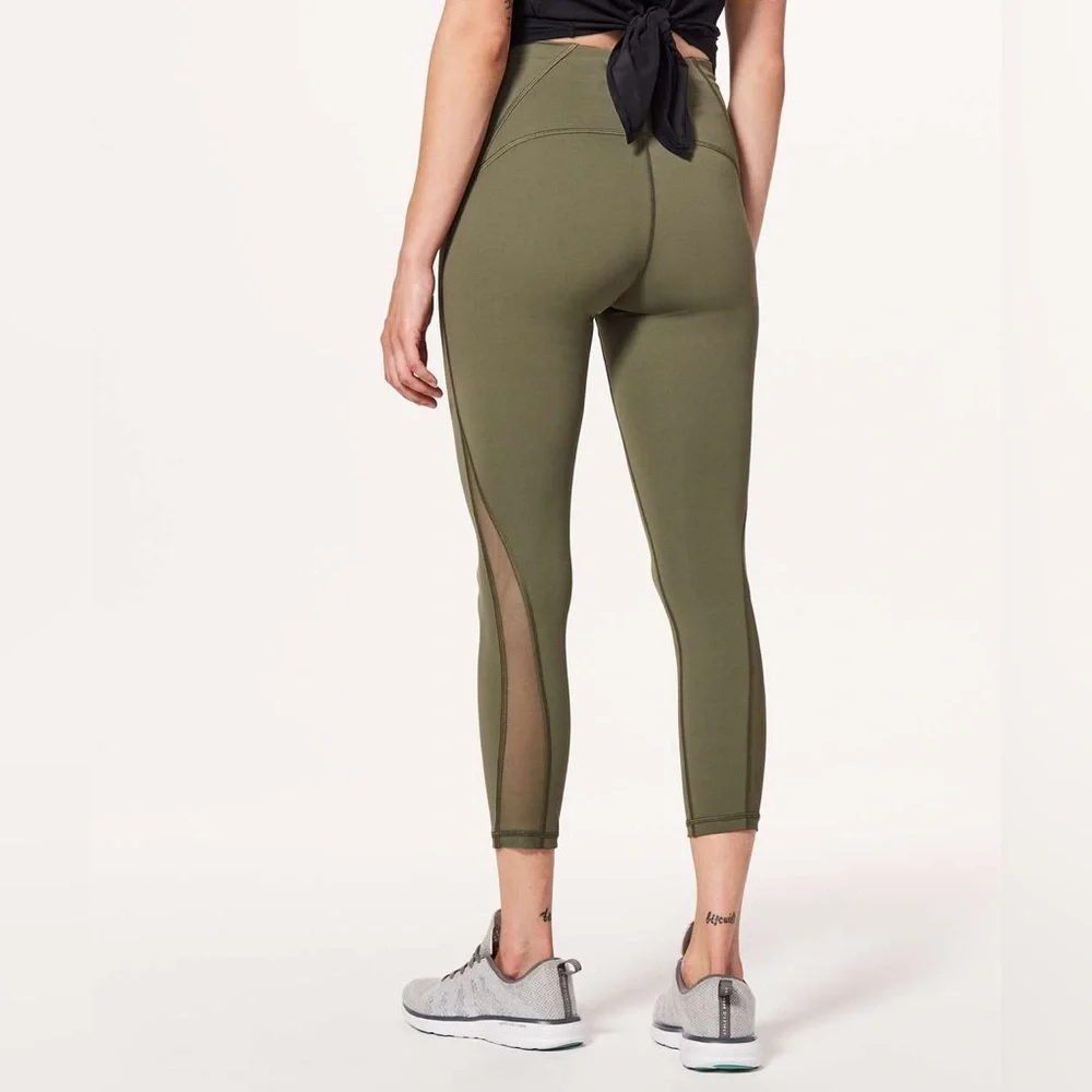Lululemon Train Times 7/8 Pant Mesh Leggings Sage Green